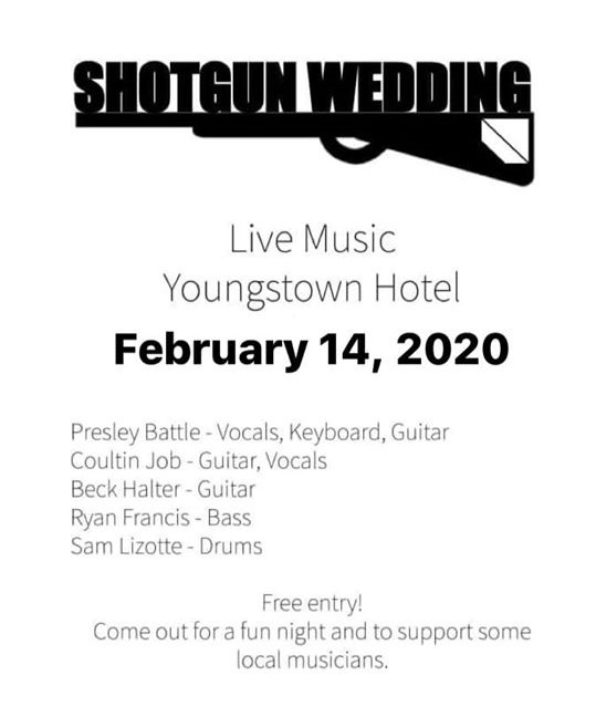Youngstown Shotgun wedding band playing Feb 14th